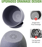12/10/9 inch Large Plant Pots, 3 Pack Modern Decorative Plastic Planters with Drainage Holes and Saucer for House Garden Plants, Flower Pots for Indoor Outdoor Plants, Speckled Grey