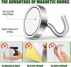 MIKEDE Magnetic Hooks Heavy Duty, 40lbs Earth Magnets with Hooks for Refrigerator, Strong Magnets with Rust Proof Metal Hooks for Cruise Cabins, Classroom, Outdoor - Pack of 20