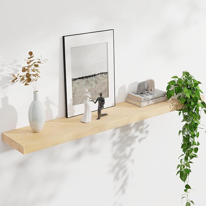 Floating Shelves for Wall, USA-Sourced Maple Wood 48 Inch Long Wall Shelves, Natural Wooden Mounted Picture Ledge Shelf, Nursery Book Storage Shelf Kids Bookshelf, Display Shelf for Bathroom