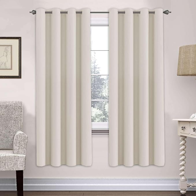 H.VERSAILTEX Ultra Soft Microfiber Thermal Insulated Antique Copper Grommet Blackout Curtains/Window Treatment Draperies 52 by 72 - Inch for Living Room/Bedroom, Set of 2 - Fog