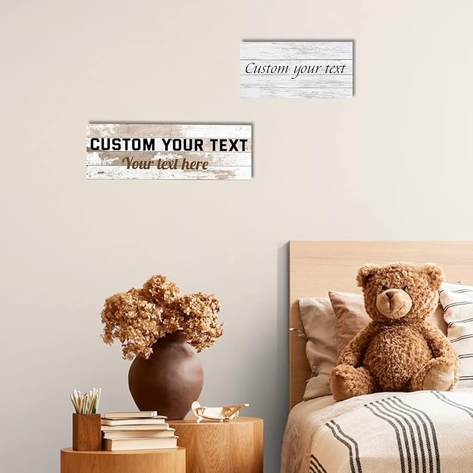 LZIMU Custom Signs for Wall Personalized Canvas Prints Sign with Your Text Customized Family Sign Wall Art for Rustic Farmhouse Home Decor (4"x8")