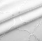 MIUCO Moroccan Embroidered Semi Sheer Curtains Faux Linen Grommet Window Curtains for Bedroom Living Room 95 Inches Long 2 Panels, Pure White