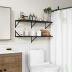 36"W x 10"D Floating Shelves, 10 Inch Deep Black Floating Shelves, Farmhouse Rustic Deep Wall Shelves for Home Decor, Wide Large Floating Shelf for Bathroom, Living Room, Kitchen, Study Room