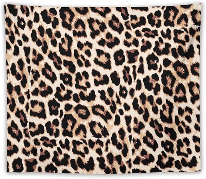 HZOHNAGO Leopard Print Tapestry Rustic Brown Leopard Wild Animal Printed Wall Tapestry Painting Wall Hanging for Bedroom Living Room Dorm 60" W x 50" H