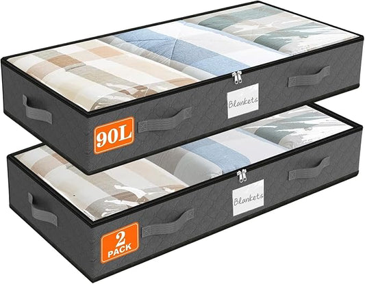 Under Bed Storage Containers 90L 2-Pack - 39x20x7 Inch by SpaceWhisper