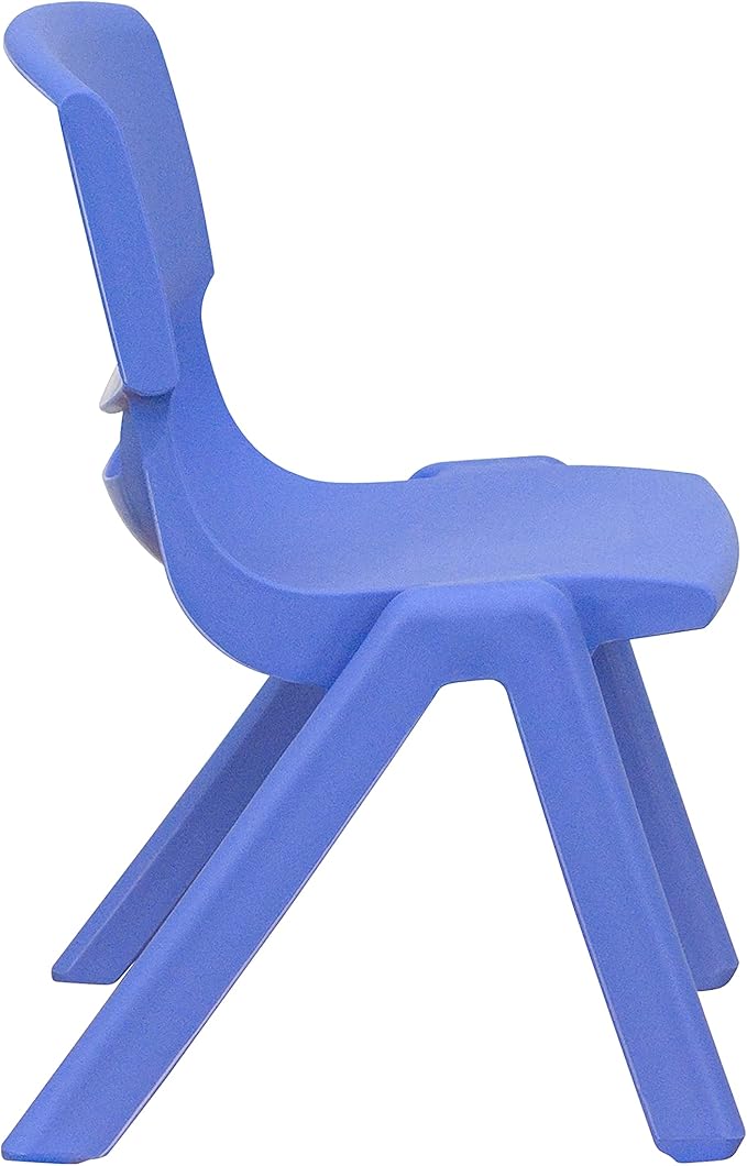 EMMA + OLIVER 23.625" W x 47.25" L Blue Plastic Activity Table Set-6 Chairs