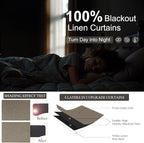 Brown Drapes 84 Inch Length 2 Panels Set Linen Long Curtains for Bedroom Windows Soundproof Energy Efficient Thermal Insulated Rustic Country Blackout Curtains for Living Room Pleated Back Tab Pocket