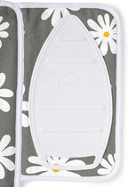 Encasa Homes Ironing Mat/Pad (Small 28"x20") with 3mm Padding & Silicone Iron Rest for Steam Pressing on Tabletop or Bed - Heat Resistant, Portable, Quilting & Travel Blanket - Daisy Grey