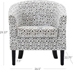 BELLEZE Accent Barrel Chair, Linen Round Chair Club Tub Sofa Corner Chair with Flared Legs and Cozy Soft Padding for Living Room Bedroom Waiting Room - White & Brown
