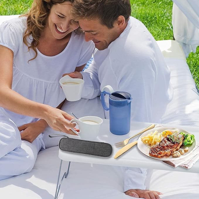 Travel Utensils Set with Case Reusable Portable Cutlery Set Stainless Steel 8pcs Including Dinner Knife Fork Spoon Chopsticks straws(Gold)