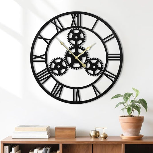 20inches/50cm Wall Clocks for Living Room Deco Non Ticking Silent Battery Operated Modern Vintage Roman Numeral Oversized Wall Clocks for Bedroom Kitchen Fireplace Office Farmhouse
