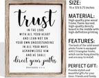 Christian Wall Signs, Rustic Home Decor, Church Room Decoration, Proverbs 3:5-6 Sign, Framed Wall Plaque Sign 15 * 11.5 inches, Trust in the Lord with All Thine Heart