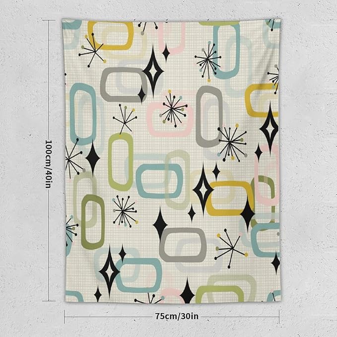 ICMOLYYENLO Boho Medieval Cat Tapestry, Abstract Atomic Starburst Geometric Aesthetic Art Wall Hanging For Bedroom Living Room Dormitory 60x60 Inches