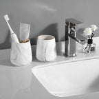 2Pcs Toothbrush Holder for Bathroom - Marble White Ceramic Tooth Brushing Holders Set, Toothbrush Cup & Toothpaste Organizer for Bathroom Countertop, Makeup Brush Holder, Pen Holder for Home Storage