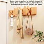 Wall Mounted Piano Key Hanger | Flip Style Hook | Entrance Wall Art Hook, Made of Oak Wood (3 Times Painted, 4 Times Polished) (Beech, 8Hooks)
