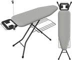 Yaheetech Ironing Board, Compact Iron Board with Cord Holder, Steam Iron Rest and Bottom Storage Tray, 9 Adjustable Heights & 3 Layer Cover, Folding Heavy Duty Ironing Board 52X14, Gray