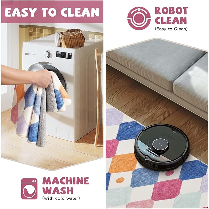 jinchan Runner Rug 2x5 Kids Hallway Washable Rug Indoor Soft Non Slip Modern Diamond Carpet for Nursery Room Bedroom Kitchen Laundry Room Berries on Cream