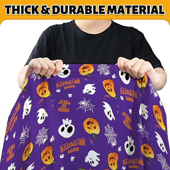 ATFUNSHOP 4 Packs Halloween Tablecloth Disposable Table Cover 54X108 Halloween Decorations Kids Birthday Party Decor for Kids, Spooky Waterproof Spillproof Table Cloth - Perfect for Dinner