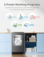 COMFEE’ 1.6 Cu.ft Portable Washing Machine, 11lbs Capacity Fully Automatic Compact Washer with Wheels, 6 Wash Programs Laundry Drain Pump, Ideal for Apartments, RV, Camping, Magnetic Gray