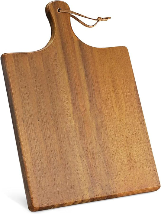 AIDEA Acacia Wood Cutting Board with Handle, Large Wooden Charcuterie Board for Bread, Cheese, Meat, and Fruits, Food Serving Tray for the Kitchen (17" x 11")