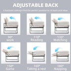 YISHENG Accent Chair with 6-Angle Adjustable Backrest, Chenille Fabric Living Room Chair Upholstered Lounge Chair, Modern Chair Cozy Reclining Chair for Reading Room, 1PC White