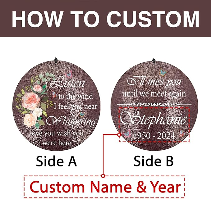 ASTARIN 36" Large Deep Tone Personalized Sympathy Wind Chimes, Memorial Wind Chime for Loss of Mother Father Loved One, Hummingbird Bereavement Gifts Decor Outdoor Patio Garden Graveyard