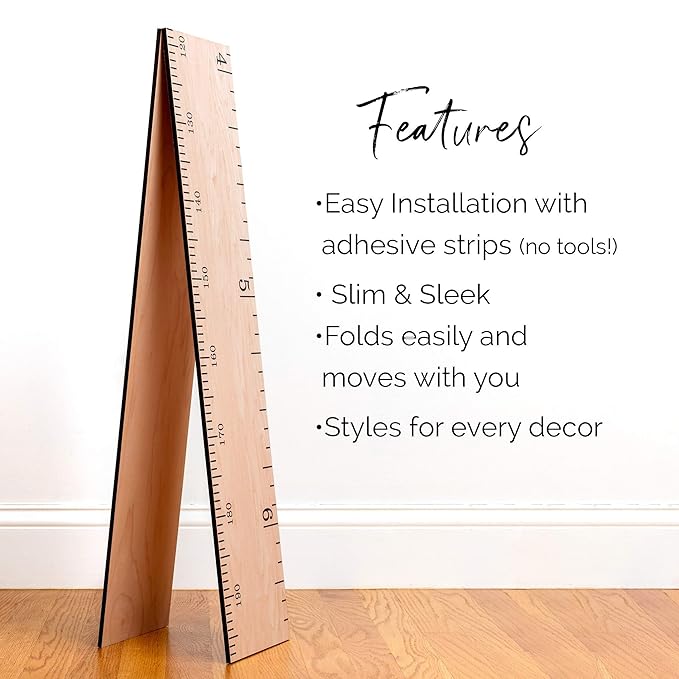 Wooden Growth Chart for Wall - Size Height Chart for Kids, Growth Measuring Board and Kids Height Wall Chart, Growth Chart for Kids, Height Chart for Wall - Natural (63"x6.7")