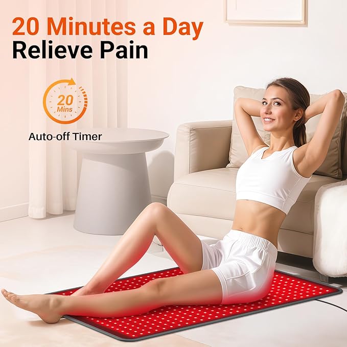 Comfytemp 41.5'' x 26'' Red Light Therapy Mat for Body, Near Infrared Light Therapy Pad with 560 LEDs, 660nm & 850nm Light Blanket for Back Belly Knee Joint Muscle Pain Relief, 96W
