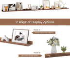 Floating Picture Ledge Shelves for Wall Set of 2, 84 Inches Picture Ledge Shelf with Long Large Nursery Book Shelf for Toys Storage Kids Bookshelf Wall Mounted Living Room Bedroom Decor Frames, Walnut