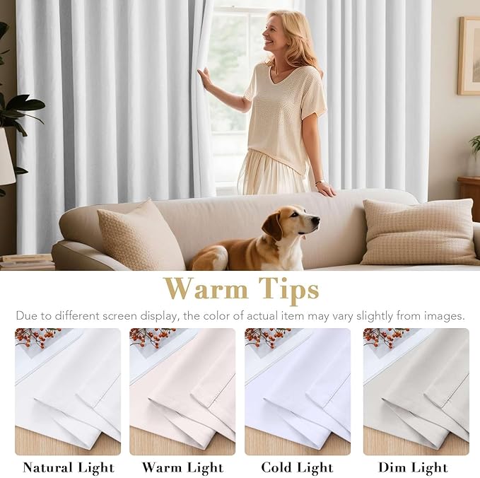 H.VERSAILTEX White Curtains 72 inches Long for Living Room Thermal Insulated Window Treatment Panels/Drapes - (White Color) - Set of 2 - Grommet Top