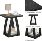 End Tables Living Room, Side Table Beside Sofa, Nightstand for Bedroom, Couch Side Table with Shelf, Modern End Table for Living Room, Black End Table