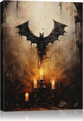 AbcCustomize Halloween Canvas Wall Art - Vintage Moody Bat Poster, Gothic Dark Academia Wall Decor, Spooky Halloween Decor for Farmhouse & Cottage, Fall Decorations Indoor for Living Room & Bedroom