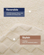 Pawque Super Soft Cozy Throw Blanket King Size for Couch Bed, Fluffy Sherpa Fleece Reversible Thick Warm Fuzzy Blanket for All-Season, 3D Checkered Jacquard Decorative Blankets, Cream White, 108"x90"