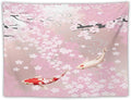 Houselerax Japanese Koi Fish Tapestry, Cherry Blossoms Asian Oriental Pink Flower Branch Koi Fish Carp Tapestries Wall Hanging for Bedroom Living Room Office Decor 90"x60"