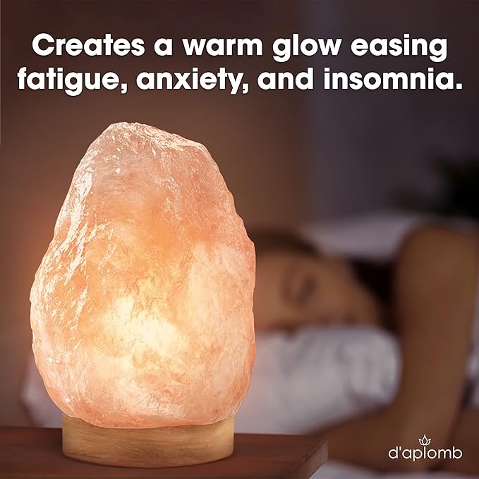 d'aplomb 100% Authentic Natural Himalayan Salt Lamp;Large Hand Carved Natural Chunk Pink Crystal Rock Salt from Himalayan Mountains; Dimmer Cord; 12 lbs