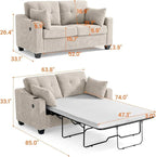 CHIC HOUSE Pull Out Sofa Bed, Full Size Sleeper Sofa, 2-in-1 Convertible Corduroy Couch with USB Charging, Memory Form Couch for Living Room, Apartment and Small Space (Beige, Corduroy - Full Size)