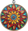 Colorful Geometric Mandala Framed Round Wall Decor Canvas Wall Art Hanging Prints Artwork for Home Office Kitchen Nursery Bedroom Living Room Porch Garden Birthday Decorations 10.2X10.2 Inch