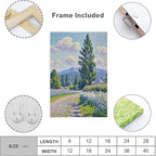Countryside wildflowers landscape canvas poster natural plant flower artwork retro pastoral flower path suitable for farmhouse decoration