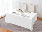 Surmente 10 Pack White Rectangle Tablecloth 90 x 156-inch Rectangular Polyester Table Cloth for Weddings, Banquets, or Restaurants