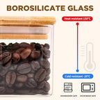Glass Food Storage Jars Square 4oz, 12 Pack Glass Jars With Bamboo Lids, Kitchen Storage Containers For Spice, Candy, Cookie, Storage For Pantry Organizers