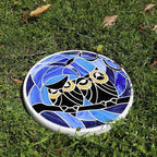 Bieye MSS005 Tiffany Style Stained Glass Mosaic Decorative Stepping Stone for Garden Decor (Owl, 12" Round)