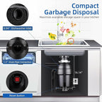 Powerful 1HP Stainless Steel Garbage Disposer, Dishwasher-Friendly and Continuous Feeding Waste Disposer, Grinding Material Four-Stage Grinding, Black