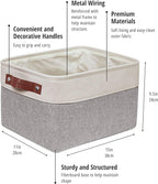 DECOMOMO Storage Baskets for Shelves - Fabric Closet Organizers and Storage Bins, Perfect Baskets for Organizing Closet Toys Nursery (Grey and White, Large - 4 Pack)