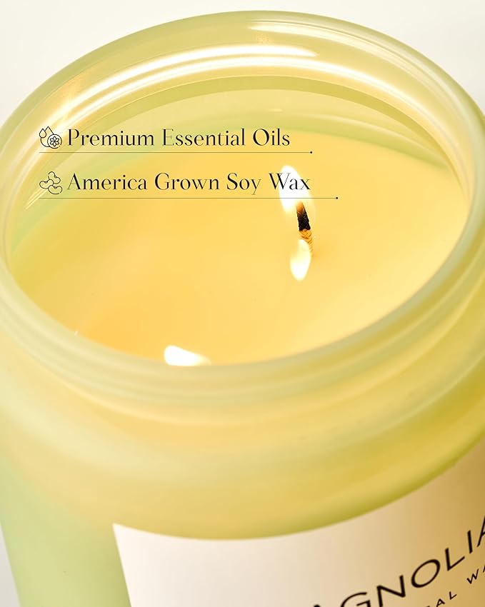 M&SENSE Magnolia Jasmine Romantic Scented Candle, 19.4oz 110 Hours Long Lasting Clean Non Toxic All Natural Soy Wax Candle for Relaxing & Stress Relief, 2 Wick Home Fragrance Gifts for Home Decor