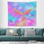 HZOHNAGO Mermaid Scales Tapestry Colorful Shiny Scales Mermaid Tail Pattern Printed Wall Tapestry Wall Hanging for Bedroom Living Room Dorm 60" W x 50" H