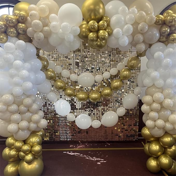 White Sand Linking Balloons, 100PCS 6 Inch Small Ivory Quick Link Balloons for Making Balloon Wall Heart Arch, Tails Balloon for Wedding Birthday Baby Shower Engagement Graduation Party Decorations
