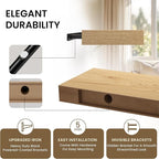Floating Shelves for Wall, 31.5" W x 6.7" D x 1.5" H, Wooden Wall Mounted Display Shelves with Invisible Brackets for Living Room, Bedroom, Bathroom, Kitchen Decor and Storage, Set of 2, Oak