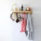 Entrance Coat Rack ，Coat Hooks, Wall-Mounted Wooden Hook Rack, Wall-Mounted Shelves are Very Suitable (Oak Colored Finish-2)