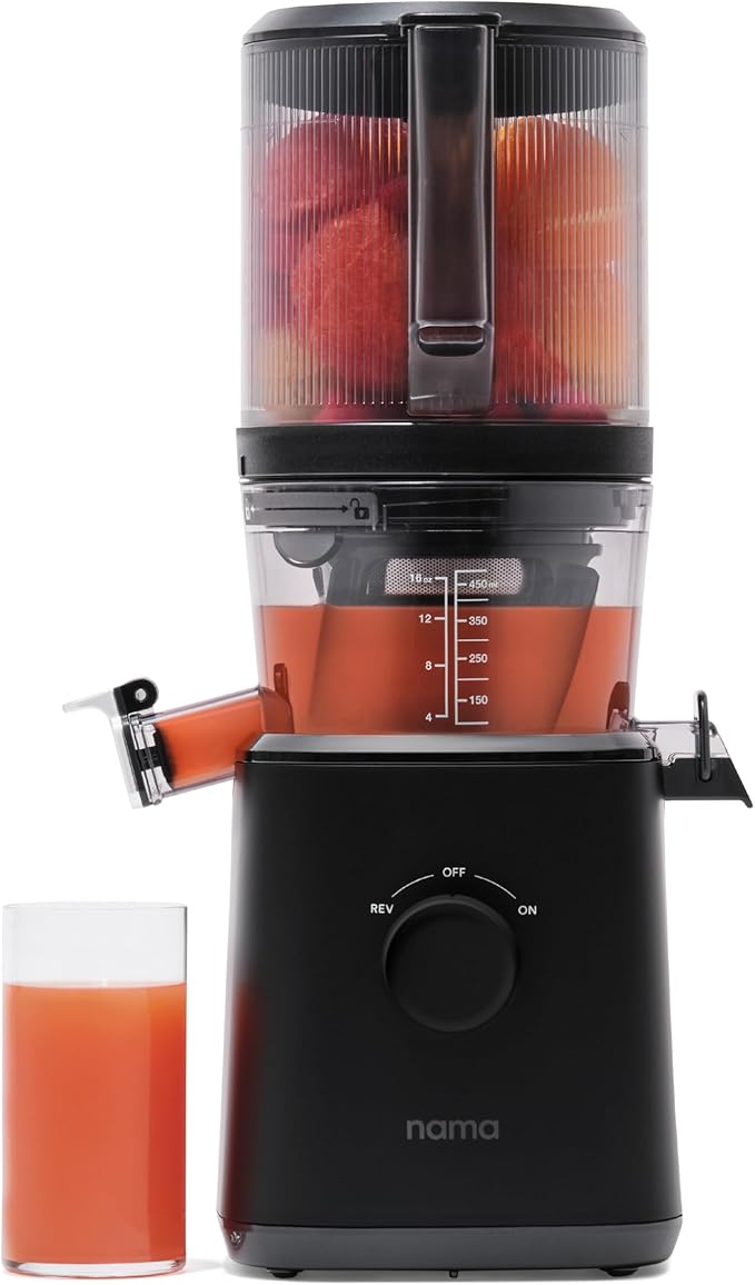 Nama J2 Cold Press Juicer – Self Feeding for Hands-Free Operation with Wide Mouth Hopper for Whole Recipe Loading, Zero Waste Masticating Juicer For More Juice, Less Pulp – Easy Cleanup & Assembly