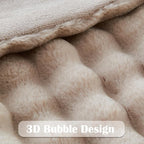 NEWCOSPLAY Faux Fur Throw Blanket Linen Bubble Blanket Thick Warm Soft for Couch Sofa Bed 550GSM (Linen, Throw(50"x60"))